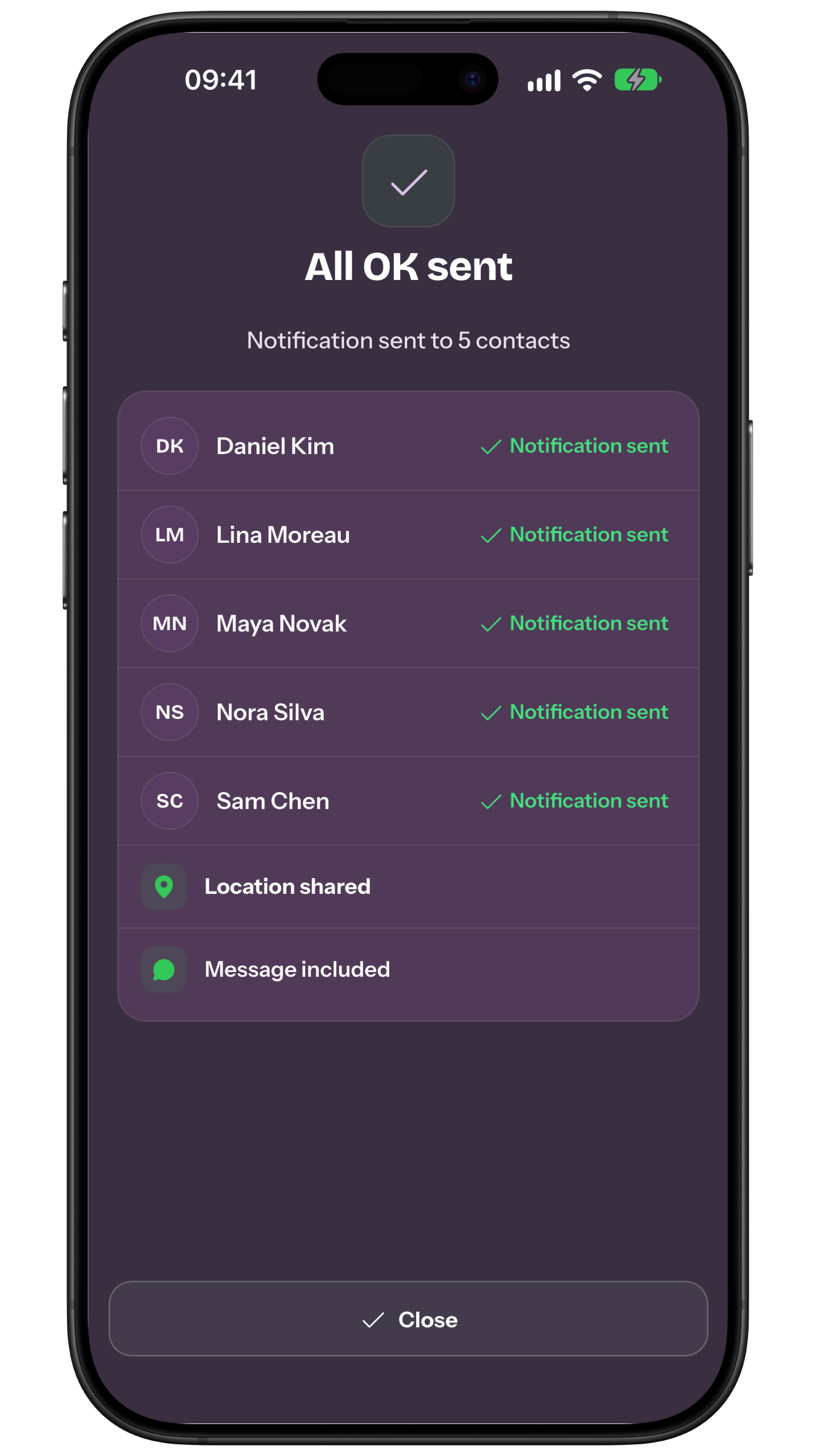 Send receipt with each recipient’s outcome