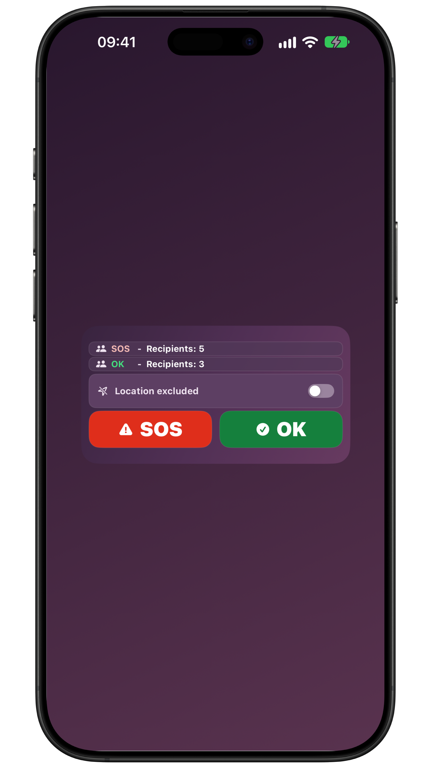 Widget for preparing SOS or All OK